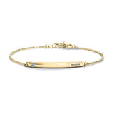 14K Gold Personalized Birthstone Bar Engraved Bracelet Adjustable 6”-7.5”