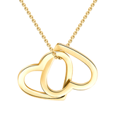 Two Hearts as One - 10K/14K Gold Personalized Double Heart Necklace Adjustable 16”-20”