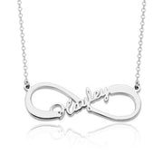 925 Sterling Silver Personalized Infinity Name Pendant NecklaceAdjustable 16”-20"