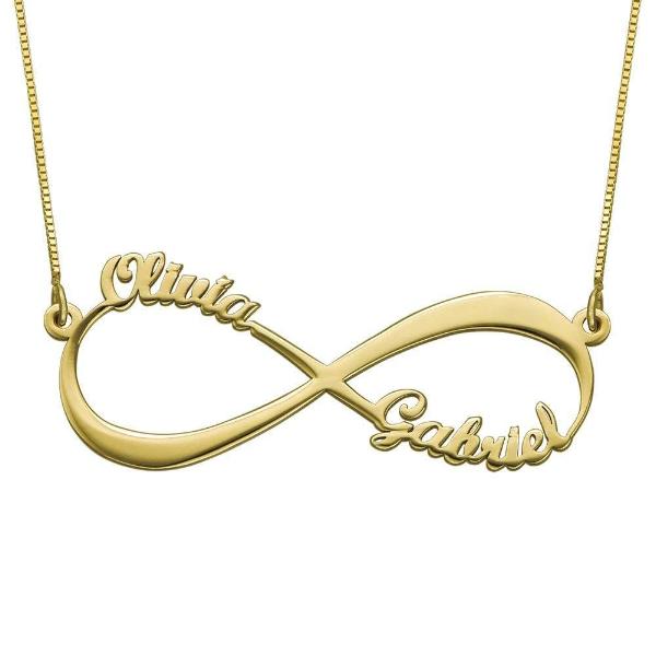 925 Sterling Silver Personalized Infinity Necklace With Two Name  Adjustable 16”-20"