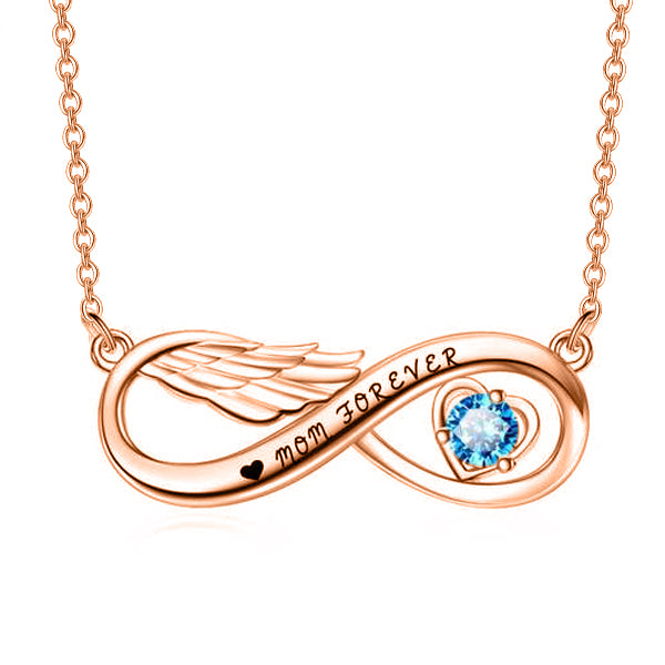 yafeini Custom Name Necklace Personalized Jewelry Copper 925 Sterling Silver Adjustable 16”-20” - Infinity Angel Wing  With Birthstone
