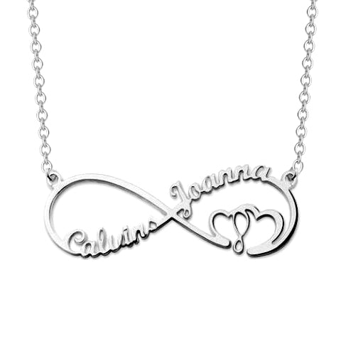 Copper/925 Sterling Silver Personalized Infinity Heart In Heart Necklace Adjustable 16”-20”