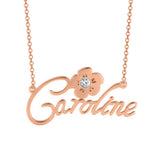 Caroline - Personalized Sterling Silver Name Necklace With Crystal- 14K Gold Plated
