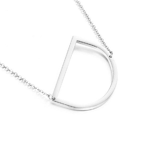Letters A-Z Copper Personalized Initial Script Necklace -White Gold Plated
