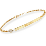 14K Gold Personalized Name Bar ID Bracelet Length Adjustable 6”-7.5”