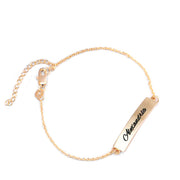 Copper/925 Sterling Silver Personalized Name Bar Anklet Length Adjustable 8.5”-10”