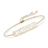 14K Gold Personalized Roman Numeral Date Bracelet Length Adjustable 6”-7.5”