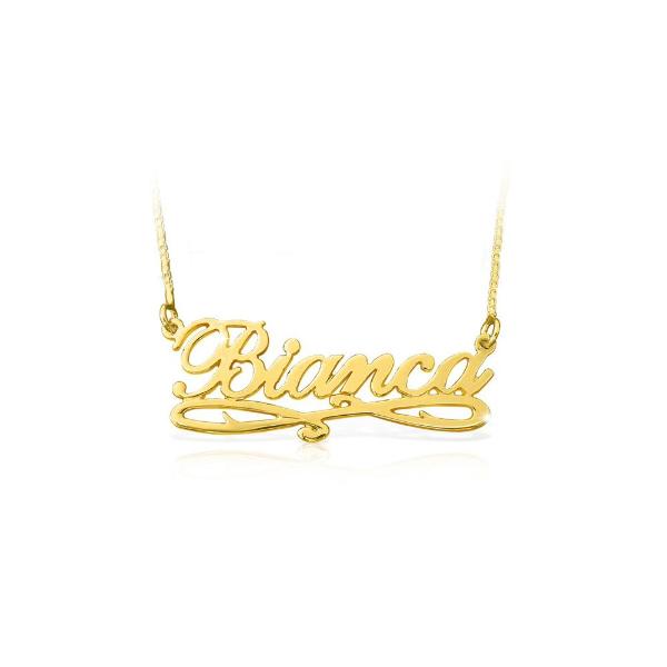 Bianca - Copper/925 Sterling Silver Personalized Bianca Style Nameplate Necklace Adjustable 16”-20”