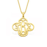 14K Gold Personalized Cross Monogram Pendant Necklace Adjustable 16”-20”