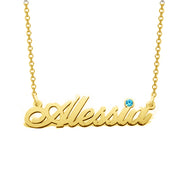 Alessia - 925 Sterling Silver Personalized Birthstone Name NecklaceAdjustable 16”-20”