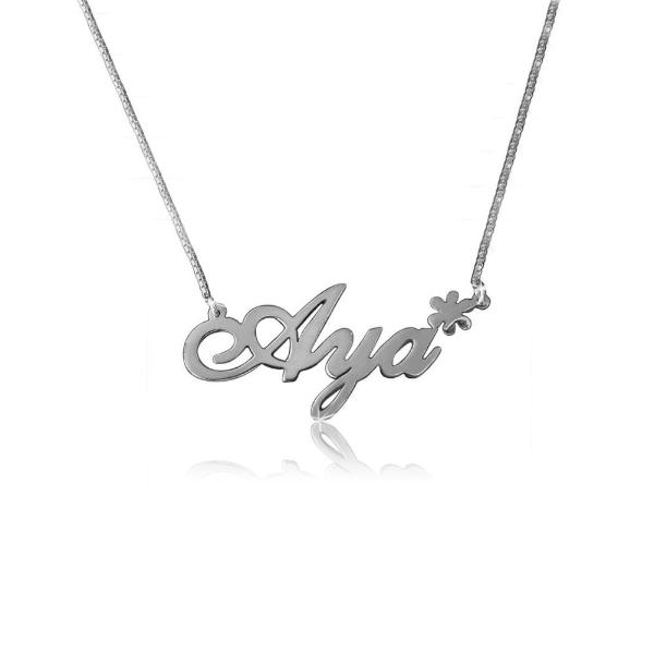 Aya - 925 Sterling Silver Personalized Name Necklace With Flowers Adjustable 16”-20”