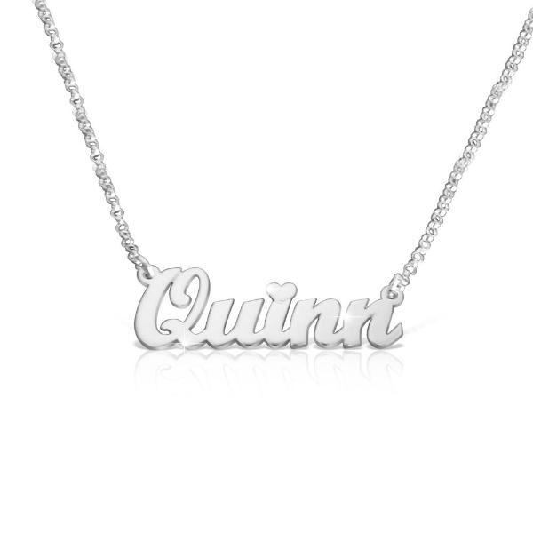 Quinn - 925 Sterling Silver Personalized Classic Name Necklace With A Heart Adjustable 16”-20”