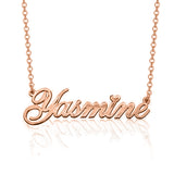 Yasmine - 925 Sterling Silver Personalized Classic Cursive Heart Name Necklace Adjustable 16”-20”