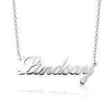 Lindsay - 925 Sterling Silver Personalized Classic Cursive Name Necklace Adjustable 18”-20”
