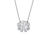 925 Sterling Silver Personalized Fancy  Monogram Necklace Adjustable 16”-20”