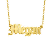 Megan - 925 Sterling Silver Personalized Old English Name Necklace Adjustable 16”-20”