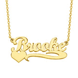 Brooke - 925 Sterling Silver/10K/14K/18K Personalized Name Necklace with Heart Adjustable 18”-20”