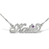 "Katie"Style Copper/925 Sterling Silver Personalized Crystal Name Necklace Adjustable 16”-20”