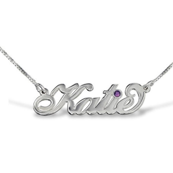 "Katie"Style Copper/925 Sterling Silver Personalized Crystal Name Necklace Adjustable 16”-20”