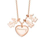 Copper/925 Sterling Silver Personalized Love Heart Family Necklace Adjustable 16”-20”