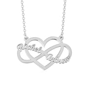 Infinity Love Copper/925 Sterling Silver Personalized Couple Name Necklace Adjustable 16”-20”