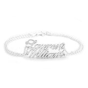 925 Sterling Silver Personalized Two Name Bracelet With Heart Length Adjustable 6”-7.5”