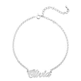 925 Sterling Silver Personalized Name Anklet Length Adjustable 8.5"-10"
