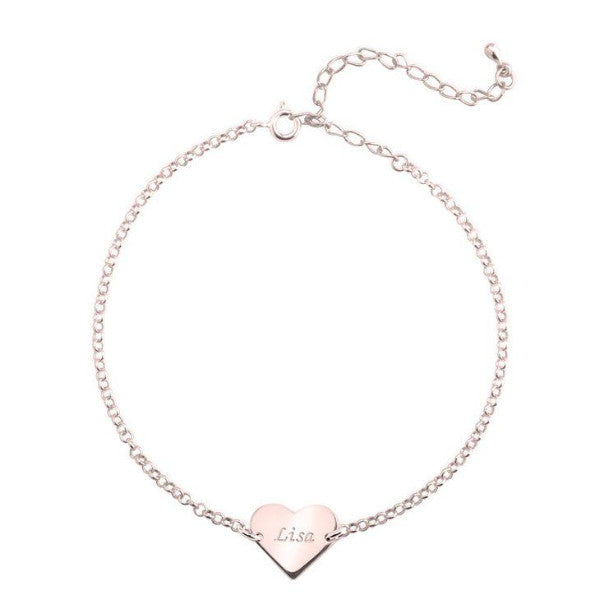 925 Sterling Silver Personalized Heart Bracelets Adjustable 6”-7.5”