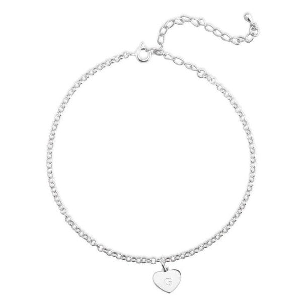 925 Sterling Silver Personalized Initial Heart  Bracelets Adjustable 6”-7.5”