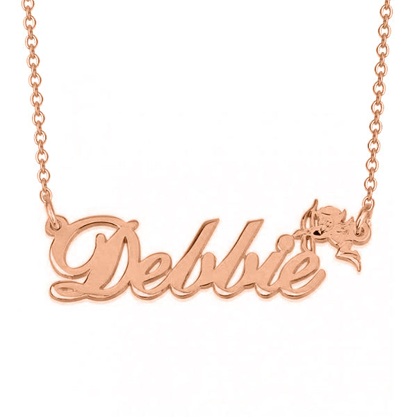 Dellie - 925 Sterling Silver Personalized Name Necklace with Cupid Adjustable Chain 16”-20"