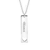 Copper/925 Sterling Silver Personalized Vertical Name Bar Necklace With Heart Adjustable 18”-20”
