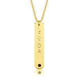 Copper/925 Sterling Silver Personalized Vertical Bar Necklace with Birthstone Adjustable 16”-20”