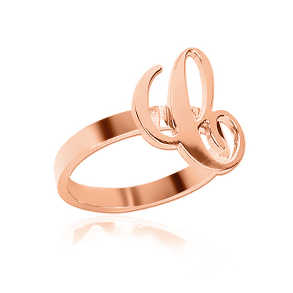 Copper/925 Sterling Silver Personalized Initial Letter Ring