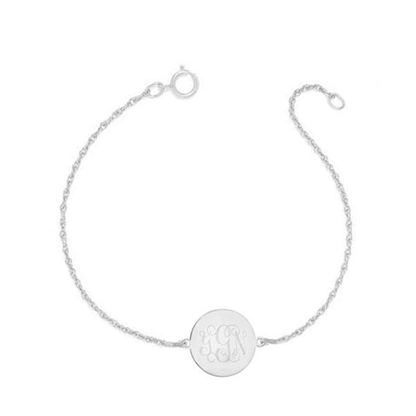 925 Sterling Silver Personalized Engraved Monogram Bracelet Adjustable 6”-7.5”