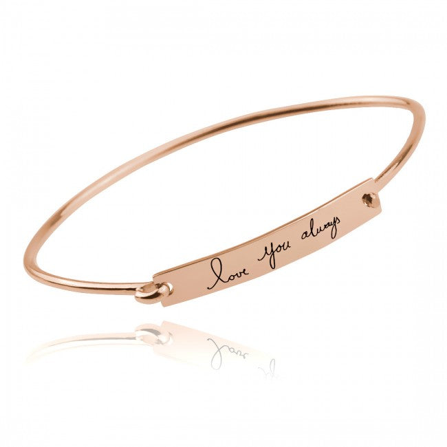 925 Sterling Silver Personalized Handwriting Bar Bangle