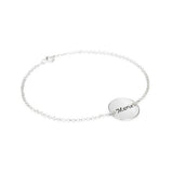 925 Sterling Silver Personalized Bracelet with Engraved Disc Adjustable 6"-7.5"