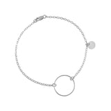 925 Sterling Silver Personalized Open Ring on Chain Bracelet Adjustable 6”-7.5”