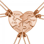 Copper/925 Sterling Silver Personalized 6 Pieces Puzzle Engraved Necklace For a Heart Adjustable 16”-20”