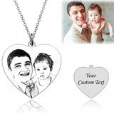 925 Sterling Silver  Personalized Heart Engraved Photo Necklace Adjustable 16”-20”