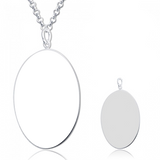 925 Sterling Silver  Personalized Oval Engraved Photo Necklace Adjustable 16”-20”