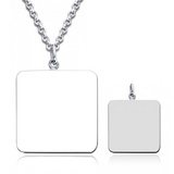 925 Sterling Silver  Personalized Square Engraved Photo Necklace Adjustable 16”-20”