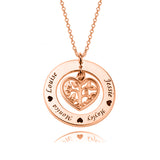 925 Sterling Silver Personalized Family Tree Necklace With Heart For Mothers Adjustable 16"-20"