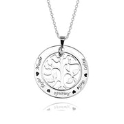 925 Sterling Silver Personalized Family Tree Necklace With Any Name Engraved Adjustable 16"-20"