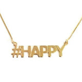 925 Sterling Silver Personalized Hashtag HAPPY Necklace Adjustable 16”-20”