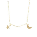 925 Sterling Silver Personalized Mini Moon and Star Necklace Adjustable 16”-20”