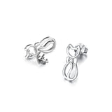 925 Sterling Silver Gentle Lovely Cat Studs