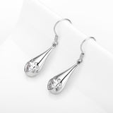 925 Sterling Silver Water Droplets Crystal Drop Earrings