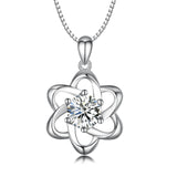 925 Sterling Silver Flower Jewels Good Luck Necklace