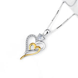 925 Sterling Silver Interwined Hearts Pendant Necklace