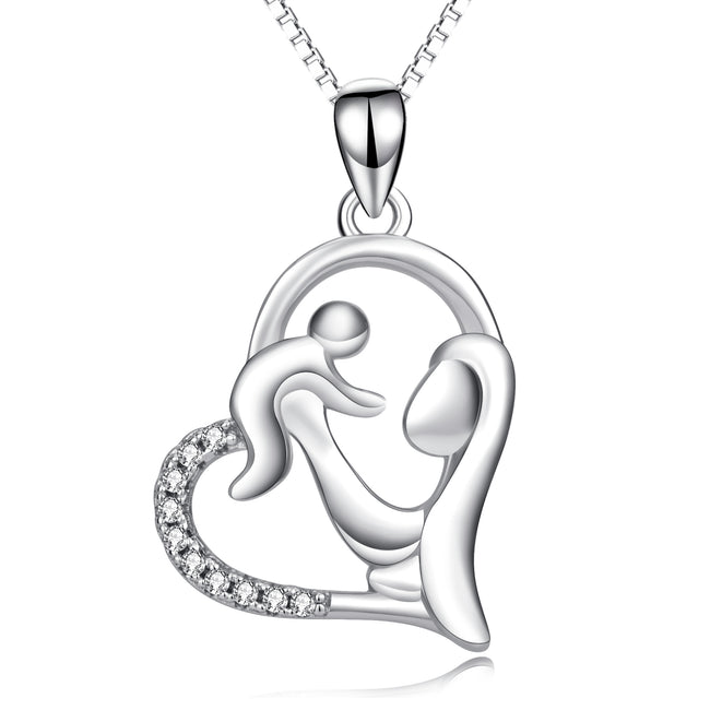 Mother holding Child Love Heart Pendant Necklace